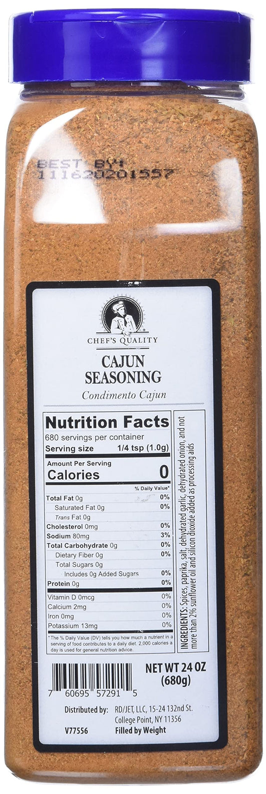 Chef's Quality Cajun Seasoning 24oz shaker bottle, all-purpose spice blend for cooking