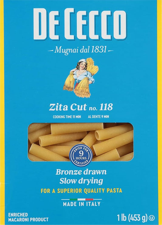 De Cecco Penne Rigate pasta 16oz box pack of 12 - authentic Italian bronze cut pasta