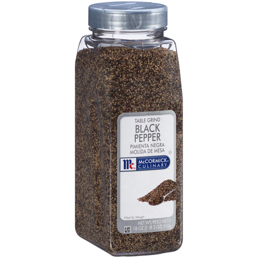 McCormick Ground Black Pepper 18 oz table grind bottle front