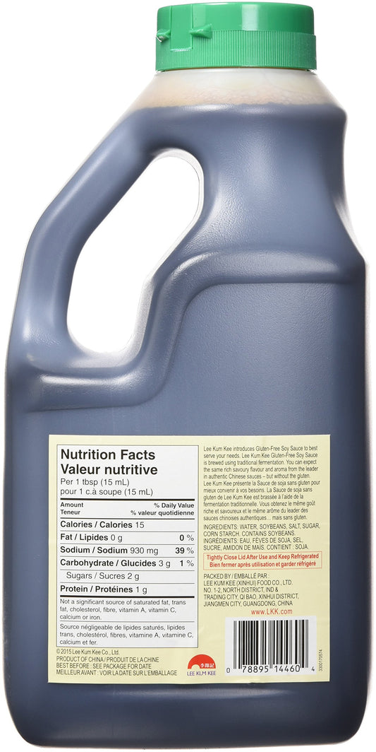 Lee Kum Kee Gluten Free Soy Sauce 64oz bottle front view