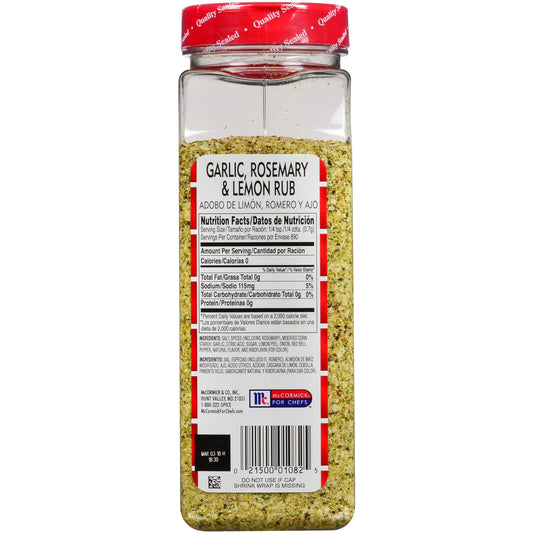 Lawry's Garlic Lemon Rosemary Seasoning 22 oz bottle with Mediterranean flavor profile