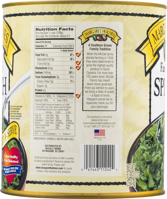 Margaret Holmes Fancy Chopped Spinach #10 Can bulk foodservice image