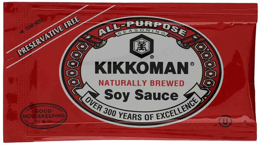Kikkoman Soy Sauce Packets 200 Count foodservice bulk box with individual red packets