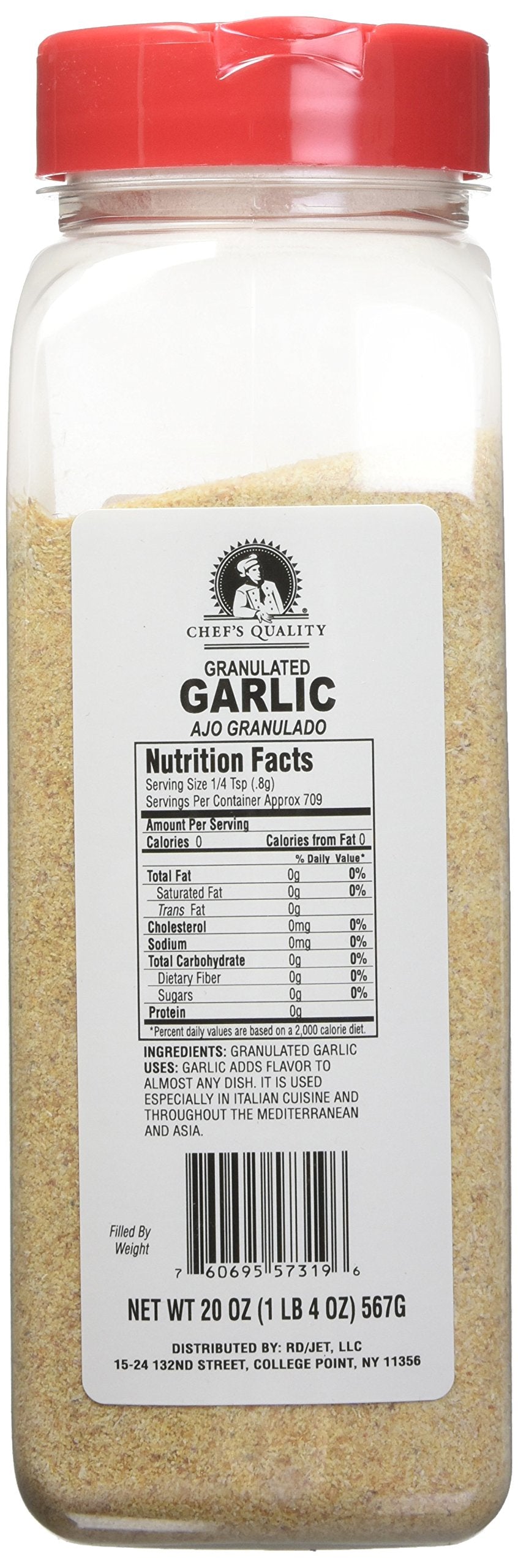 Chef's Quality Granulated Garlic 20 oz restaurant-grade seasoning shaker