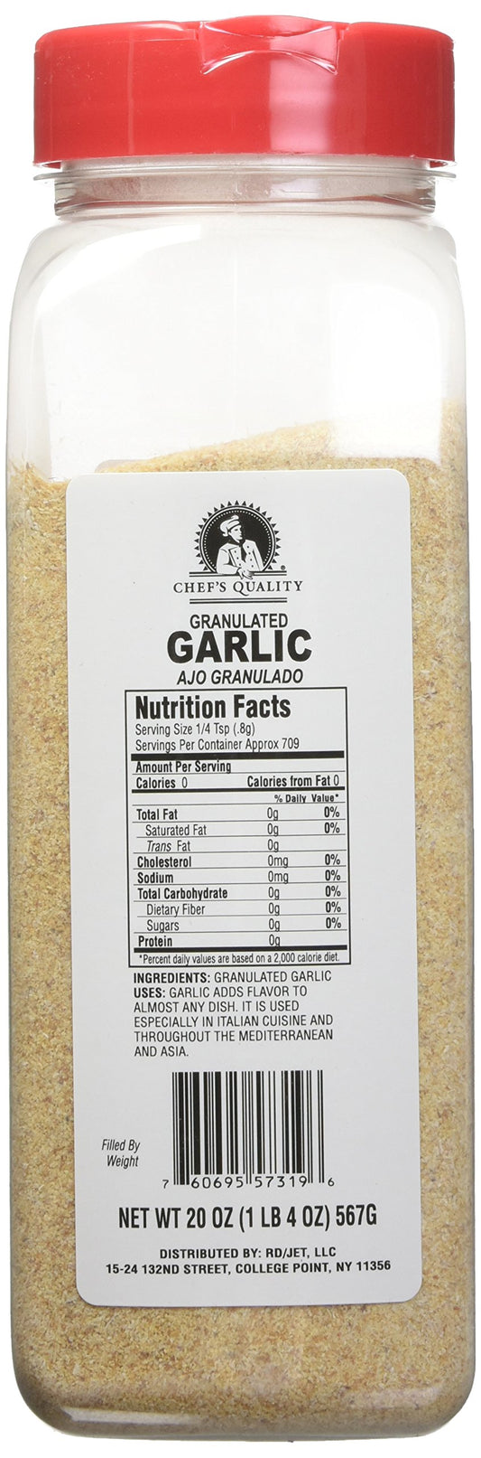 Chef's Quality Granulated Garlic 20 oz restaurant-grade seasoning shaker