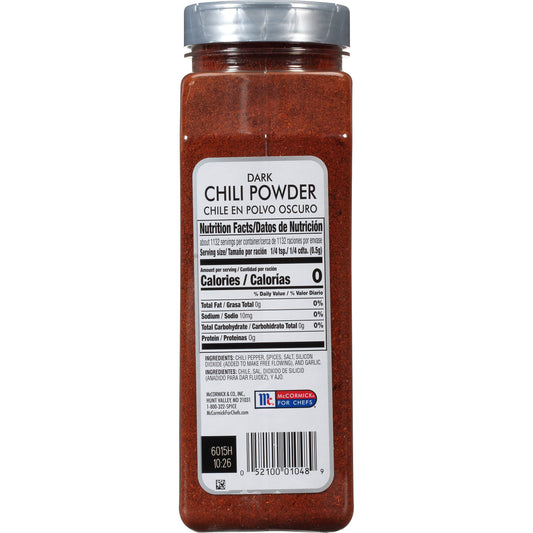McCormick Dark Chili Powder 1 Lb container – bulk chef-size, brown-red spice blend with bold labeling