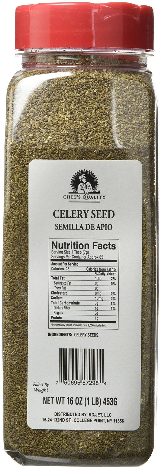 Chef's Quality Whole Celery Seed 1 lb Restaurant Bulk Jar