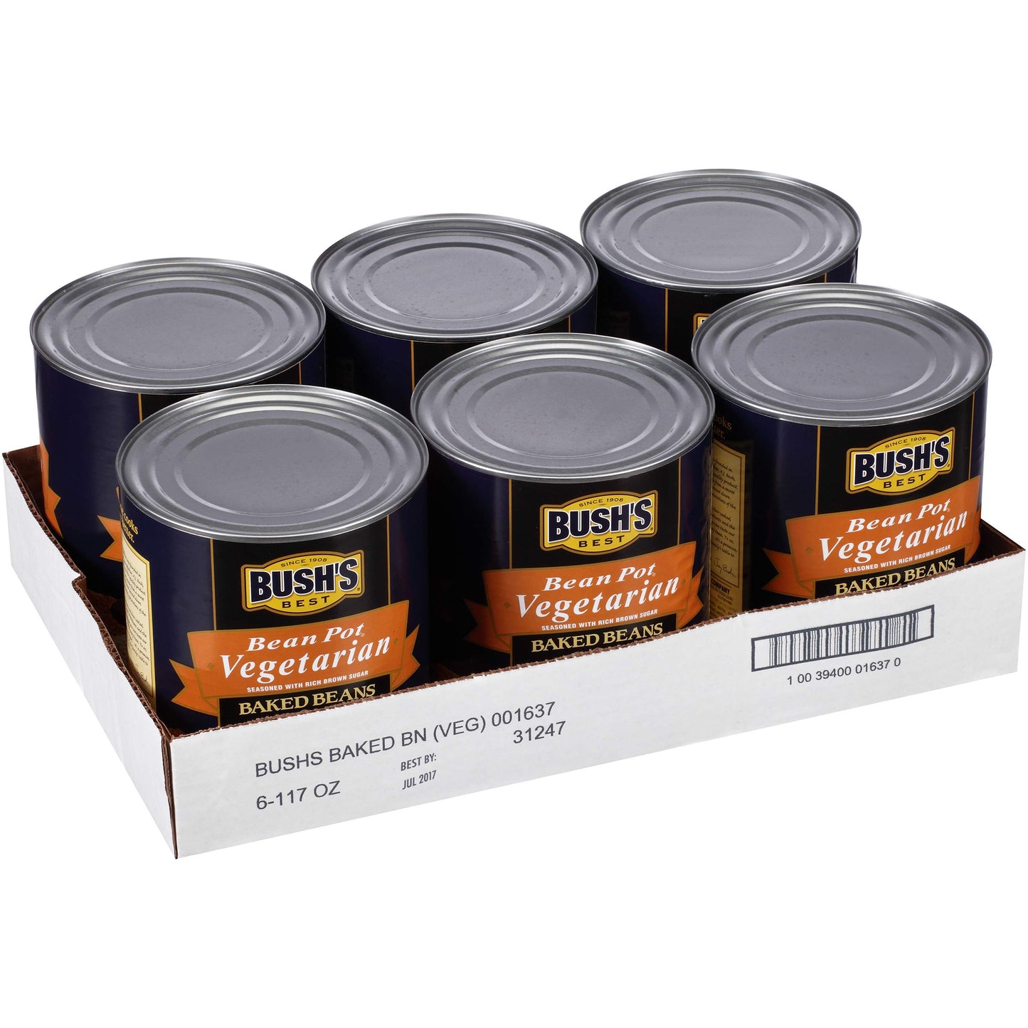Bush's Vegetarian Baked Beans #10 Can, slow-cooked navy beans in brown sugar sauce