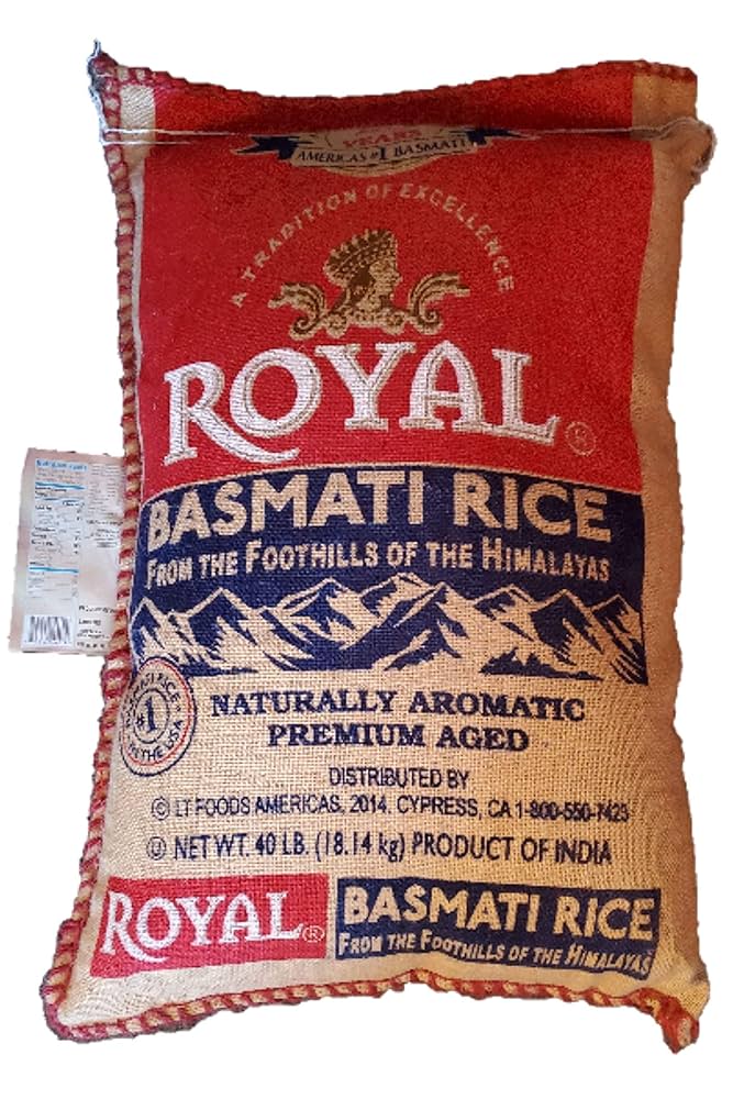 Royal Basmati Rice 40 lb Bag front packaging image