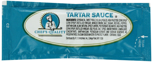 Chef's Quality Tartar Sauce Packets 12g, box of 200 single-serve condiment packets