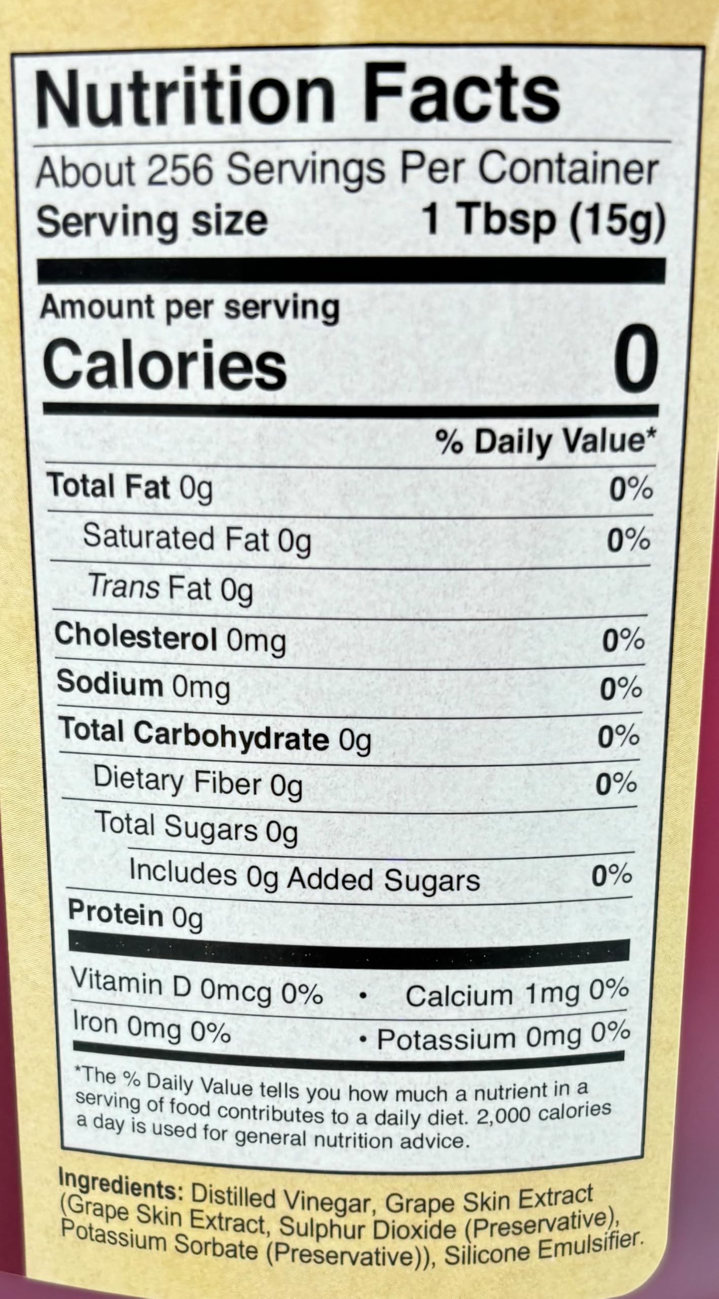 Chef's Quality Red Vinegar 5% Acidity 1 Gallon Bulk Bottle
