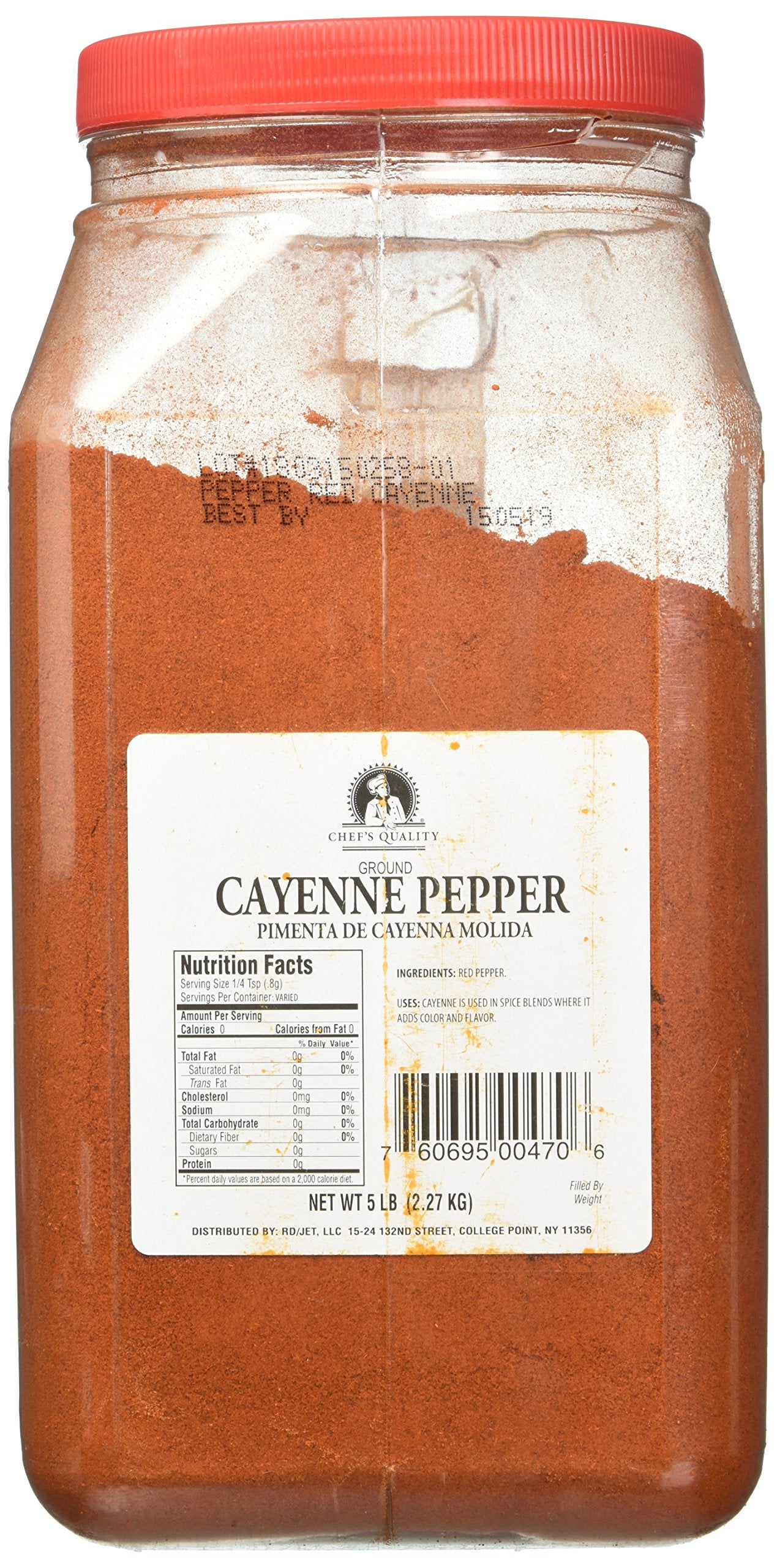 Chef's Quality Cayenne Pepper 5 lb jar bulk red pepper spice container