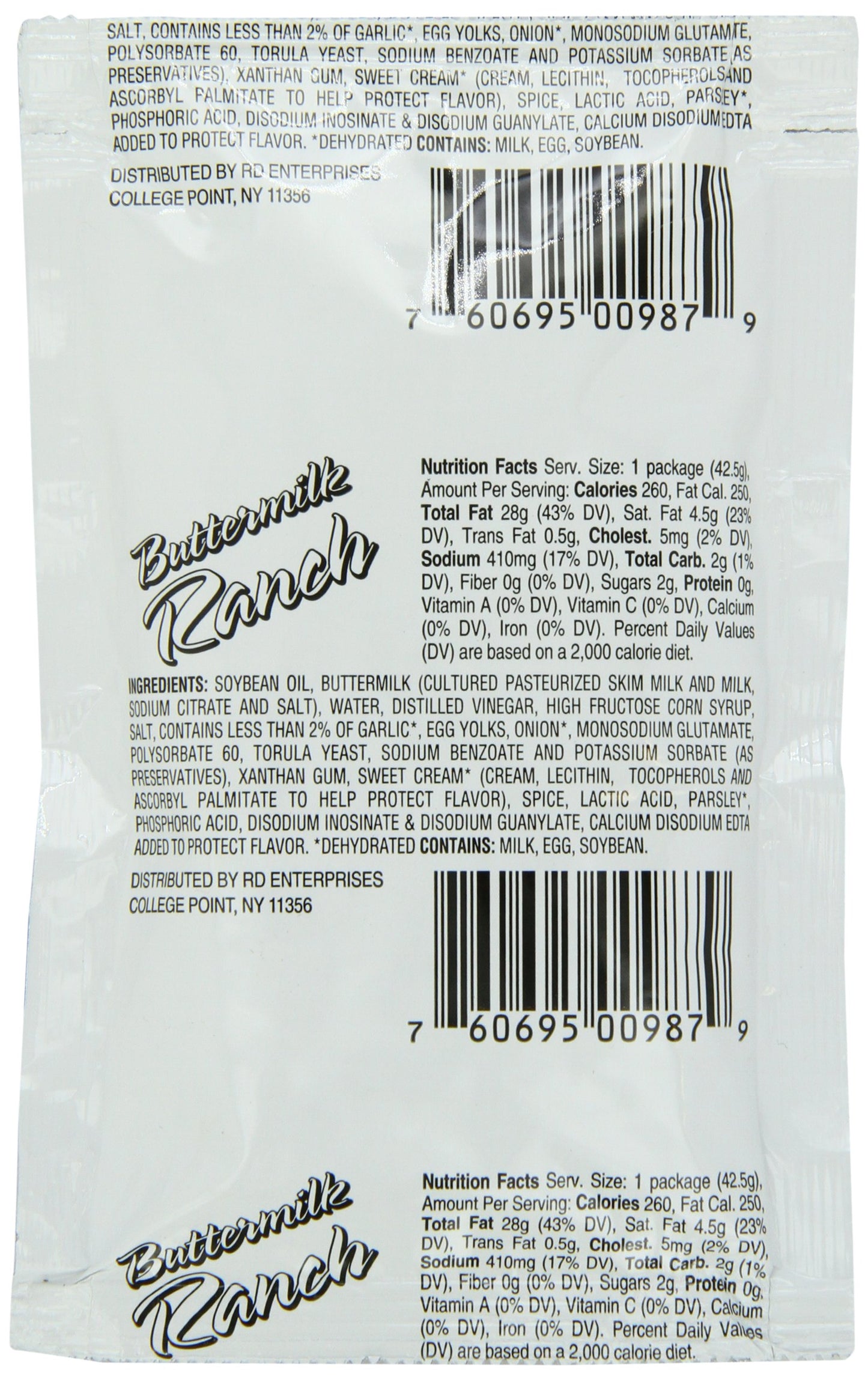 Chef's Quality Buttermilk Ranch Dressing 60 single-serve packets box packaging front view