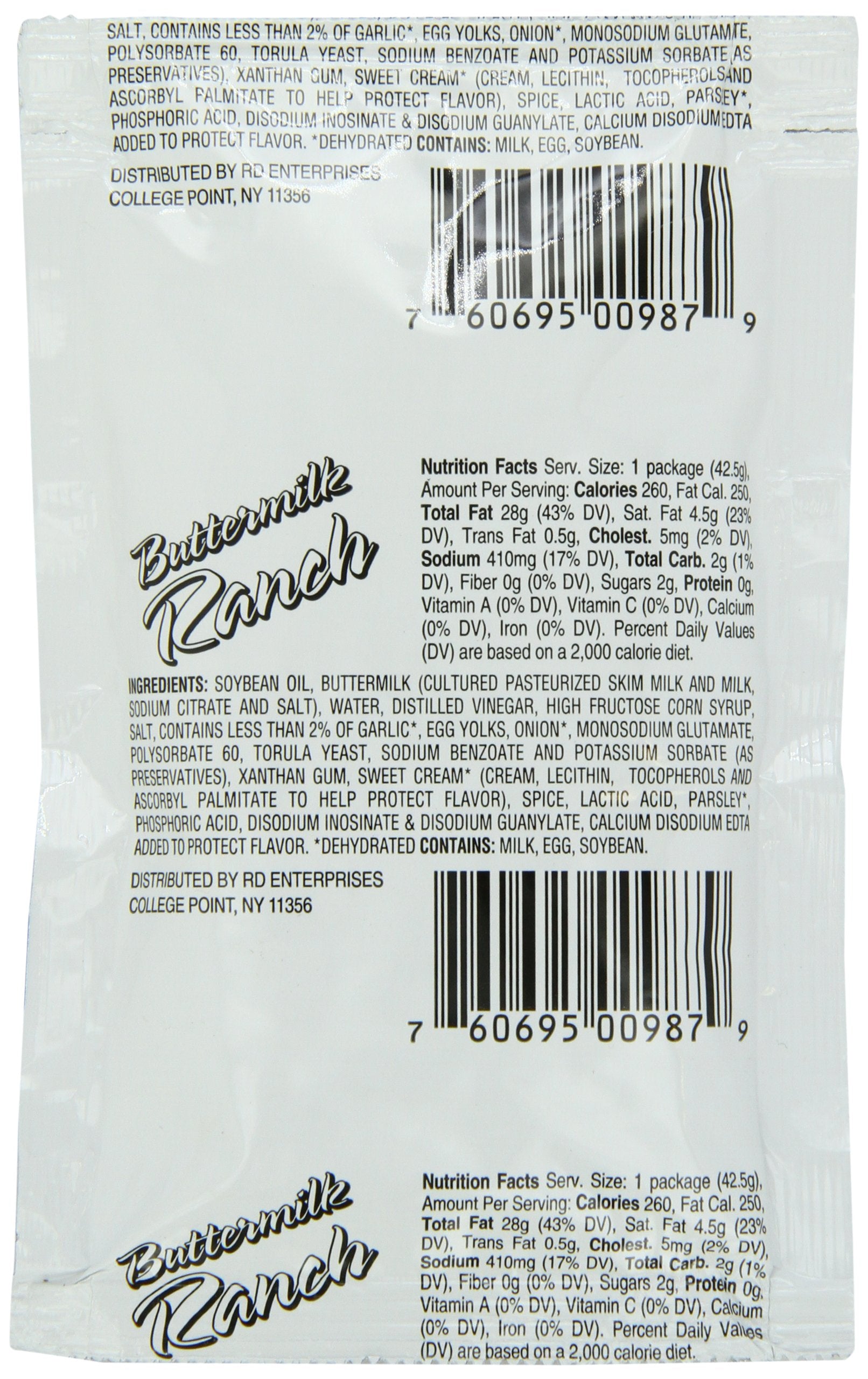 Chef's Quality Buttermilk Ranch Dressing 60 single-serve packets box packaging front view