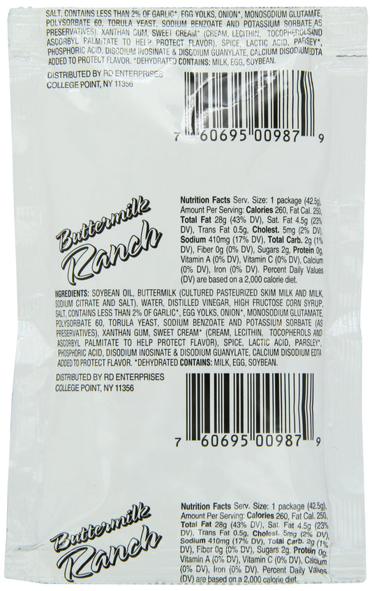 Chef's Quality Buttermilk Ranch Dressing 60 single-serve packets box packaging front view