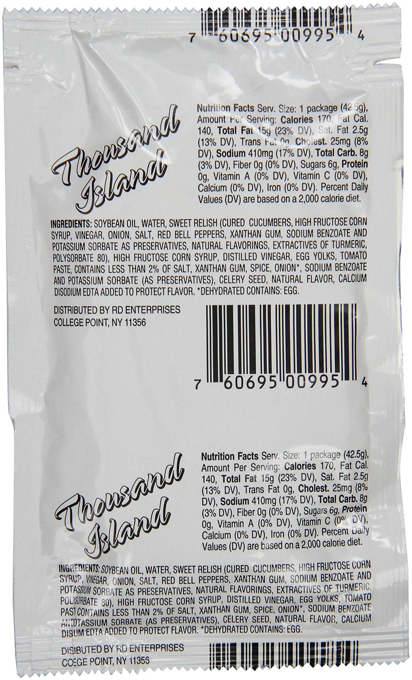Chef's Quality Thousand Island Dressing 60 pack single serve packets bulk case