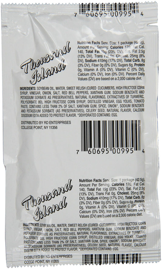Chef's Quality Thousand Island Dressing 60 pack single serve packets bulk case