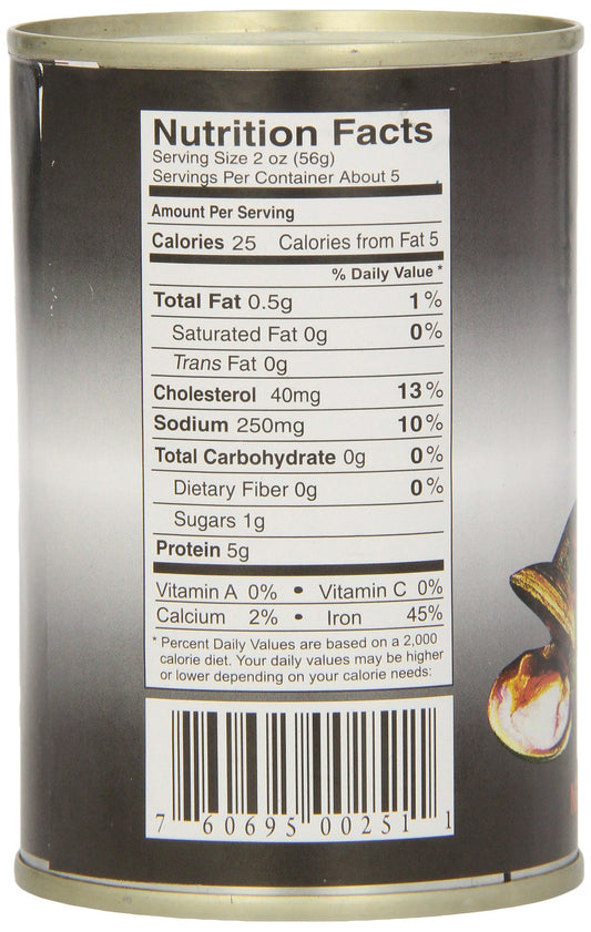 Chef's Quality Whole Baby Clams 10 oz can bulk case for foodservice