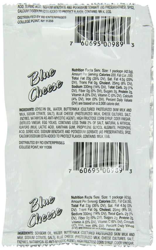 Chef's Quality Blue Cheese Dressing 60 single-serve 1.5oz packets in a foodservice box