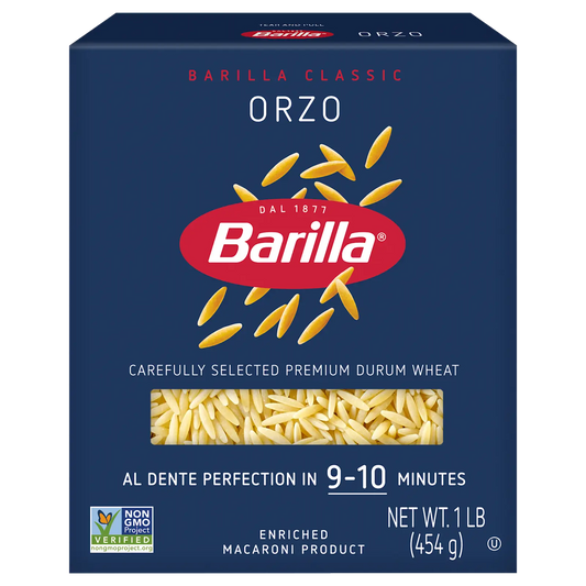 Barilla Classic Orzo Pasta Bulk 10lb 2 Pack Foodservice Packaging