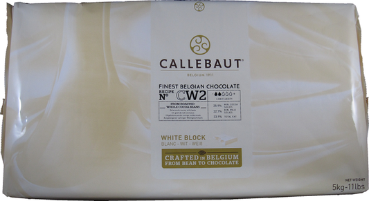 Callebaut 11 lbs White Chocolate block - premium Belgian couverture for baking and confectionery