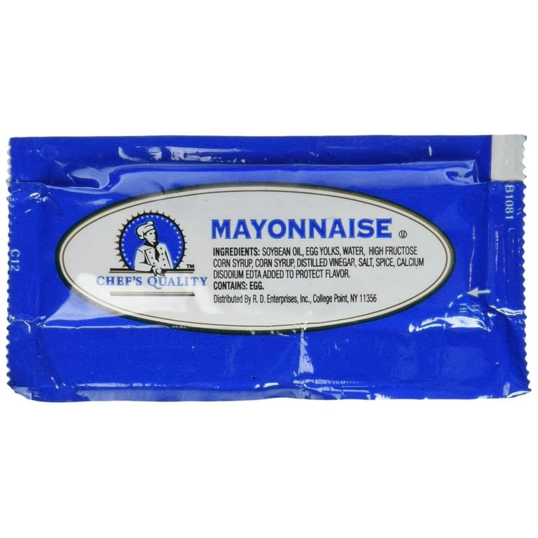 Chef's Quality Mayonnaise Packets 200 Count bulk case - single serve condiment sachets