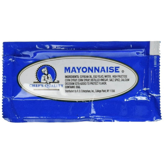 Chef's Quality Mayonnaise Packets 200 Count bulk case - single serve condiment sachets