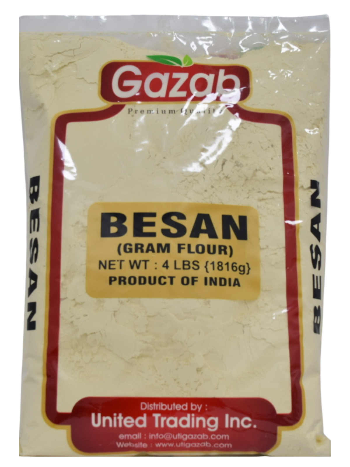 Gazab Besan Flour 4lb premium chickpea gram flour bag front view