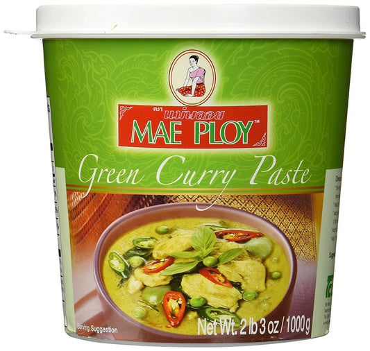 Mae Ploy Green Curry Paste 35 oz jar combo with Chaokoh Coconut Milk 13.5 oz can