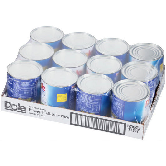 Dole Pineapple Pizza Tidbits 29 oz can in light syrup, foodservice bulk can