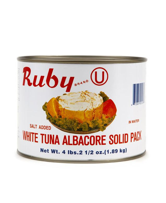 Large 66 oz can of Ruby Solid White Albacore Tuna, restaurant-grade quality