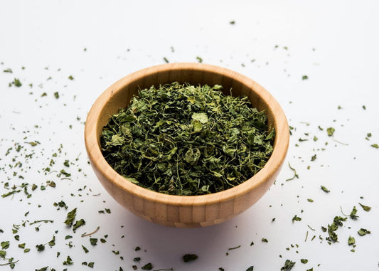 Nirav Kasuri Methi Dried Fenugreek Leaves 36 oz Bag bulk packaging
