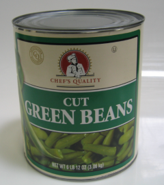 Chef's Quality Cut Green Beans #10 Can large bulk foodservice container