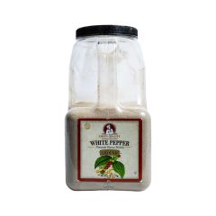 Chef's Quality Ground White Pepper 5 lbs bulk container with clear label