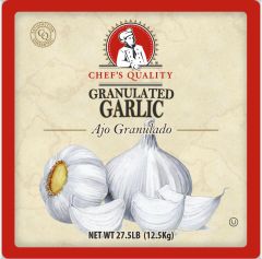 Chef's Quality Granulated Garlic bulk 27.5 lb container for foodservice
