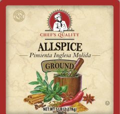 Large bulk container of Chef's Quality Ground Allspice 5 lbs for commercial kitchens
