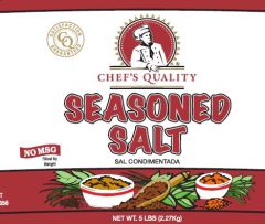 Chef's Quality Seasoned Salt 5 lbs bulk shaker with red lid