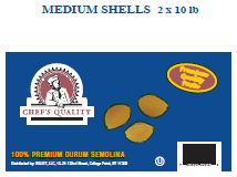Chef's Quality Medium Shell Pasta bulk 2x10 lbs bags front package
