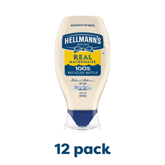 Hellmann's Real Mayonnaise Squeeze Bottle 20oz 12 Pack product image