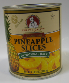 Chef's Quality Sliced Pineapples in Light Syrup #10 Can bulk food service image