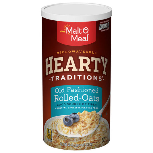 Hearty Traditions Quick Rolled Oats 42 oz canister breakfast cereal high fiber whole grain