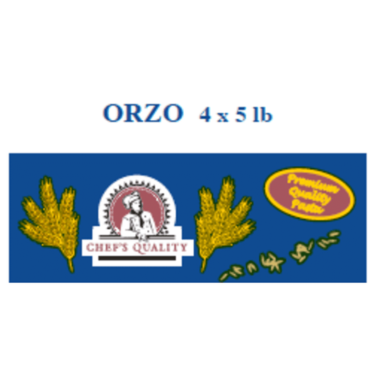 Chef's Quality Orzo Pasta, 4 x 5lb bulk packaging, rice-shaped dried pasta