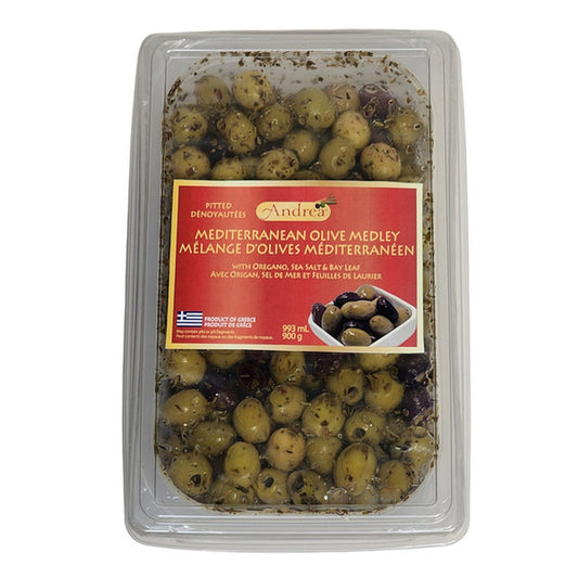 Bulk Mediterranean Olive Medley pitted 1.8 kg tub marinated with garlic and herbs