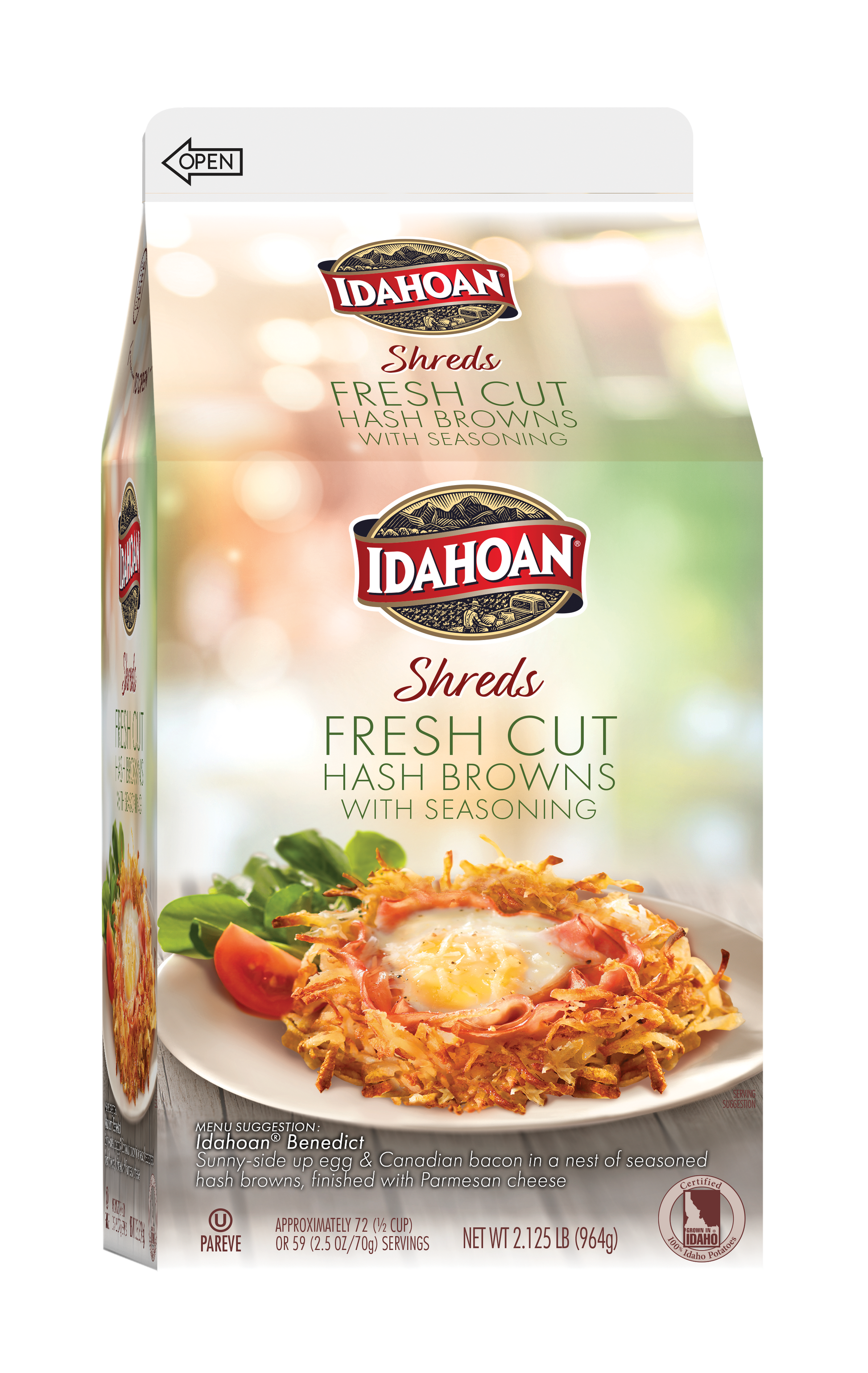 Idahoan Fresh Cut Hash Browns Potatoes 2.45 lb carton bulk packaging