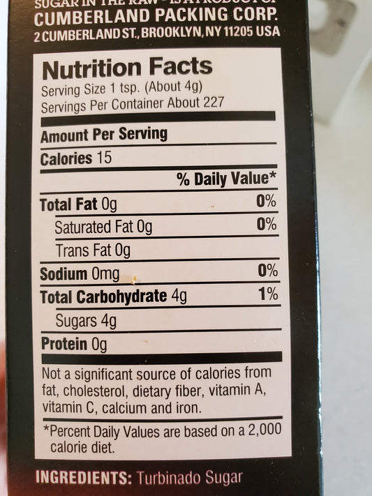 Cumberland Sugar In The Raw Turbinado Cane Sugar 32 oz retail pack front view