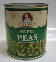 Chef's Quality Sweet Peas 4 Sieve #10 Can - Bulk Canned Vegetables
