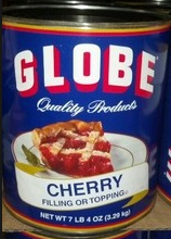Globe Cherry Pie Filling in #10 Bulk Can, foodservice packaging with cherries label