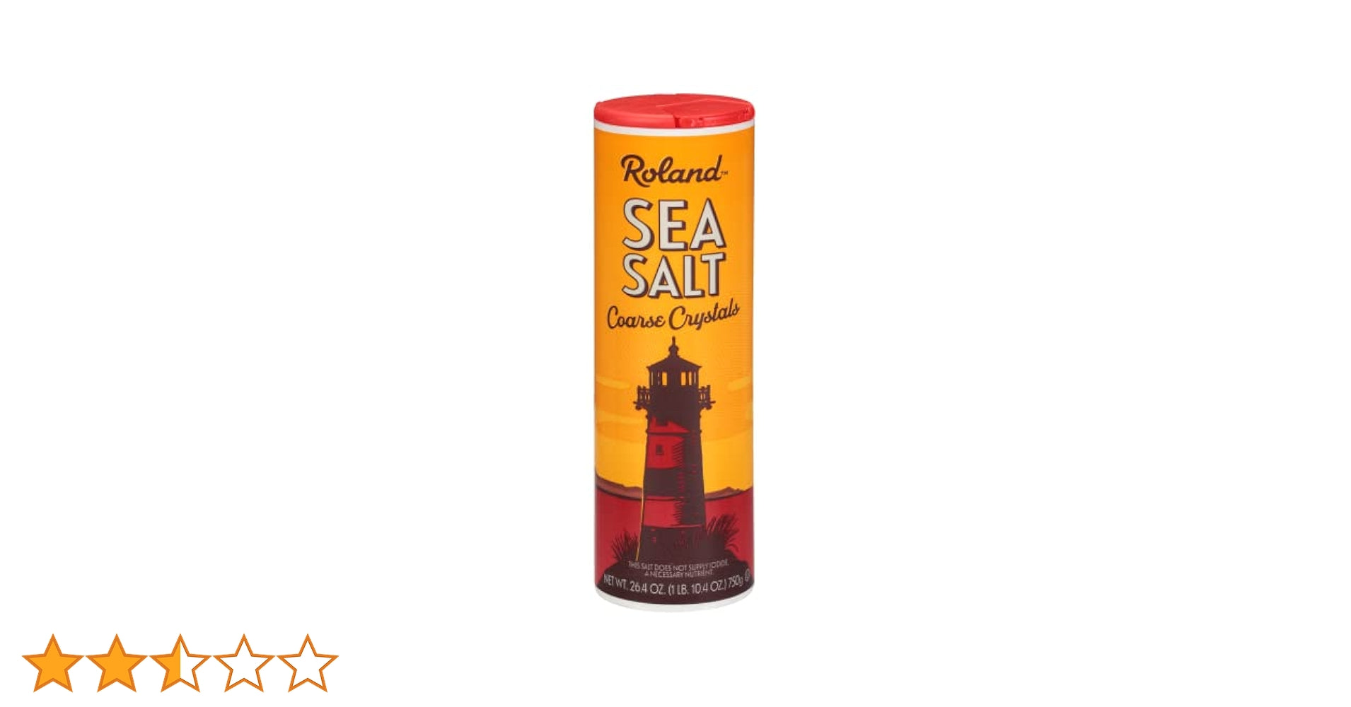 Roland Coarse Crystal Sea Salt 26 oz plastic shaker with granular sea salt crystals