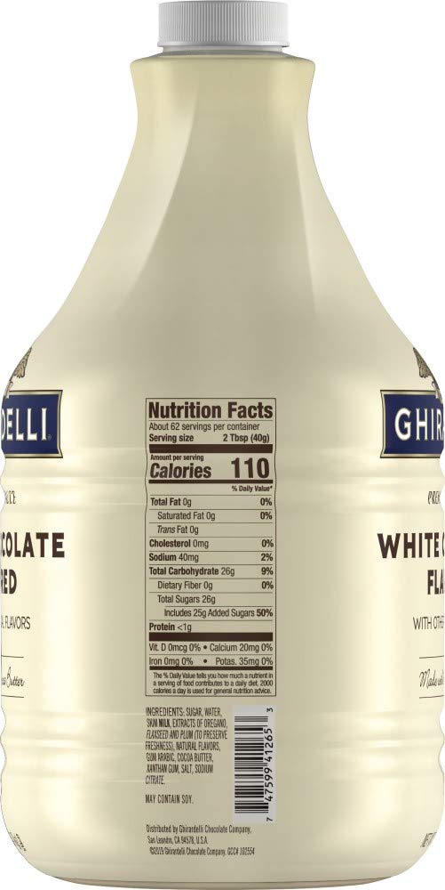 Ghirardelli White Chocolate Flavor Sauce 89.4oz pump bottle, professional barista-size