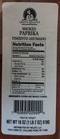 Chef's Quality Smoked Paprika 18 oz large shaker showing red spice in a clear bottle